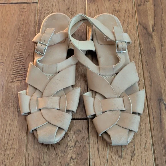 Jeffrey Campbell Reverie Fisherman Beige Woven Leather Slingback Sandals - Picture 2 of 9